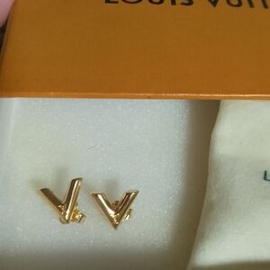 Louis Vuitton Gold V Earrings